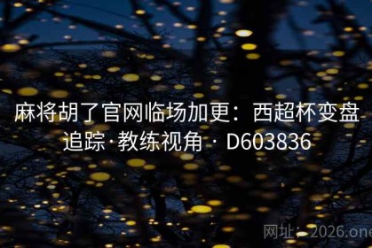 麻将胡了官网临场加更：西超杯变盘追踪·教练视角 · D603836