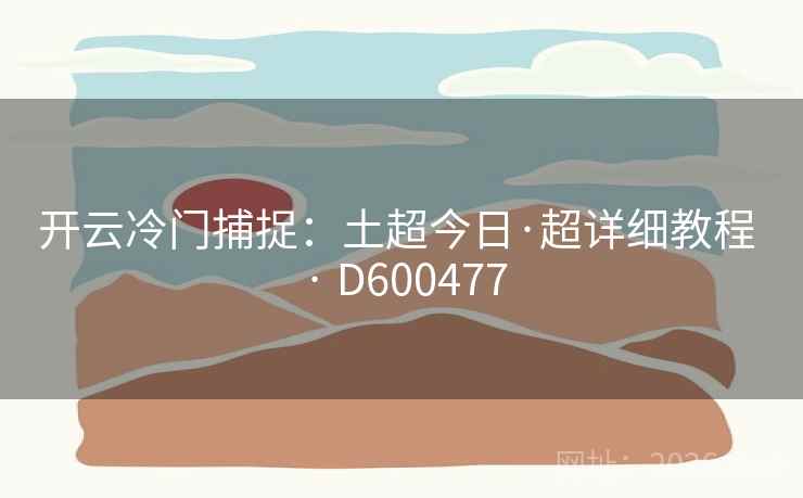 开云冷门捕捉：土超今日·超详细教程 · D600477