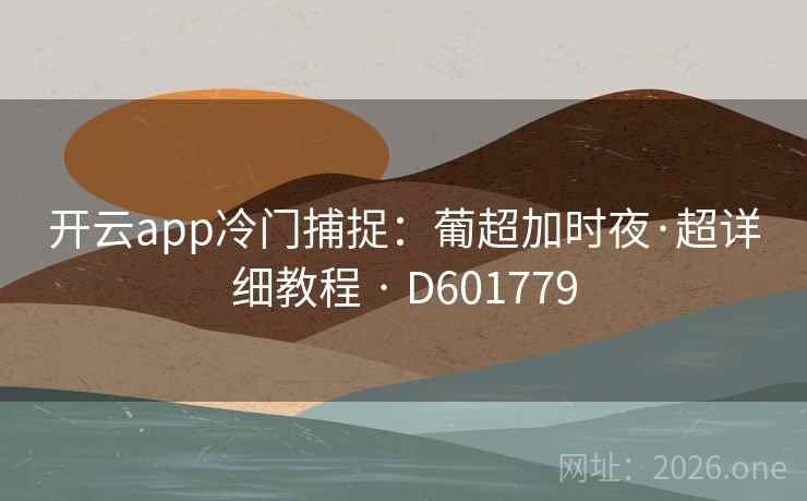 开云app冷门捕捉：葡超加时夜·超详细教程 · D601779