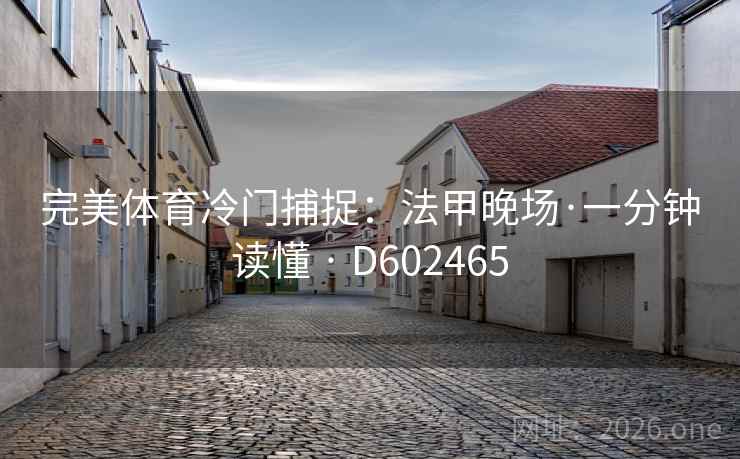 完美体育冷门捕捉：法甲晚场·一分钟读懂 · D602465
