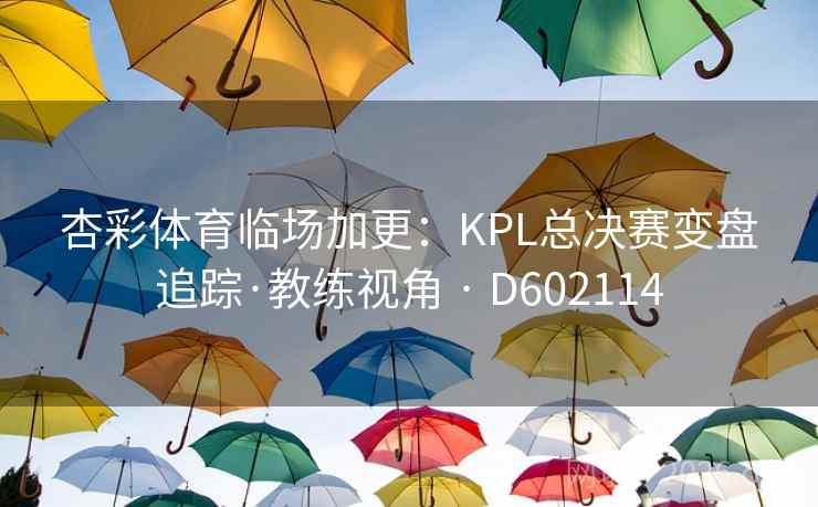 杏彩体育临场加更：KPL总决赛变盘追踪·教练视角 · D602114
